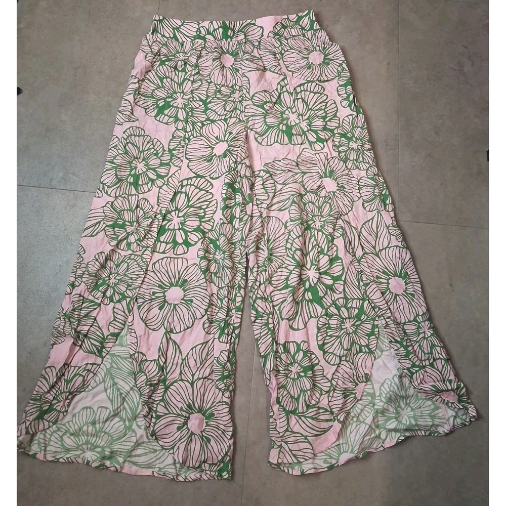 Philosophy Floral Wide Leg Pants Size Large Resort Vacation - Picture 2 of 10